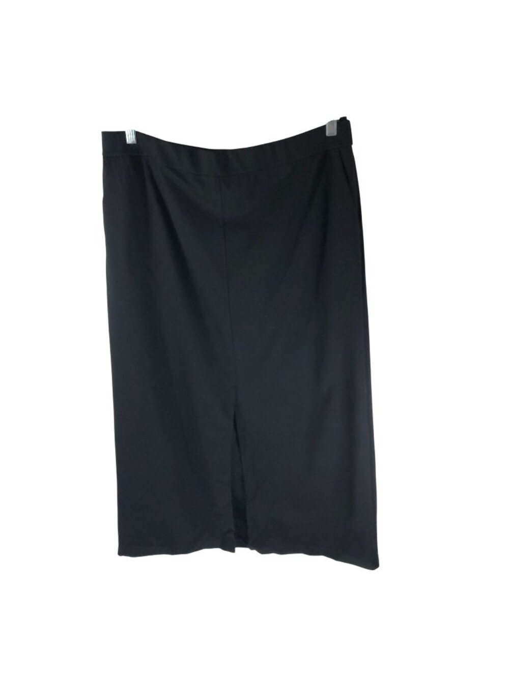 Eileen Fisher Black Washable Flex Ponte Maxi Skirt 1X Front Slit Stretch Pull On